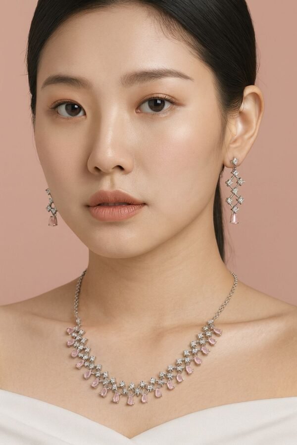 Blush Charm Imitation Necklace & Earrings Set