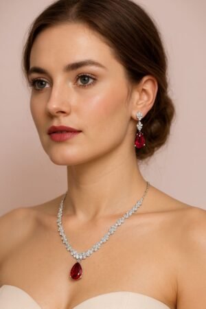 Crimson Royale Imitation Necklace & Earrings Set