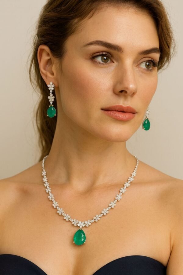 ChatGPT Image Dec 12, 2025 at 05_17_47 PM Emerald Drop Elegance Imitation Necklace & Earrings Set