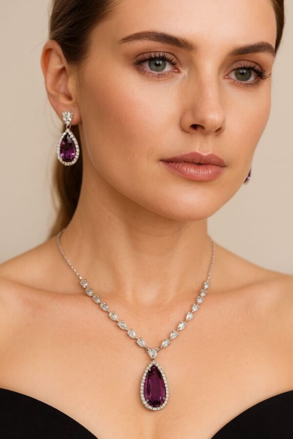 ChatGPT Image Dec 12, 2025 at 06_26_15 PM Royal Violet Glow Imitation Necklace & Earrings Set