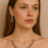 Ruby Blossom Imitation Necklace & Earrings Set