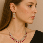 Ruby Blossom Imitation Necklace & Earrings Set