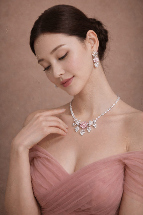 ChatGPT Image Mar 14, 2026 at 08_15_38 PM Blush Blossom Elegance Imitation Necklace & Earrings Set