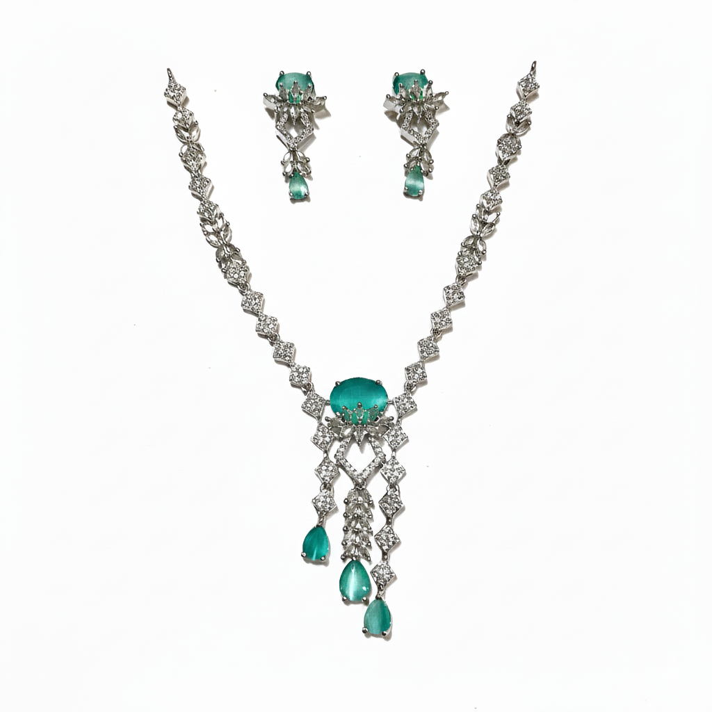 Emerald Royale Cascade Imitation Necklace Set