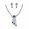 Royal Sapphire Cascade Imitation Necklace & Earrings Set