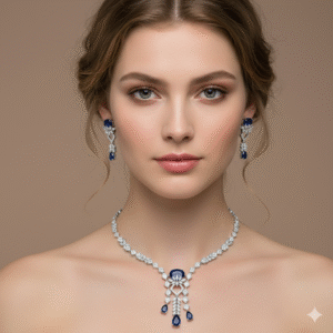 Royal Blue Cascade Imitation Necklace Set