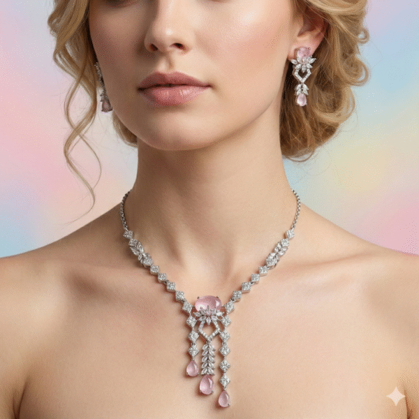 Blush Royale Drop Necklace & Earring Set