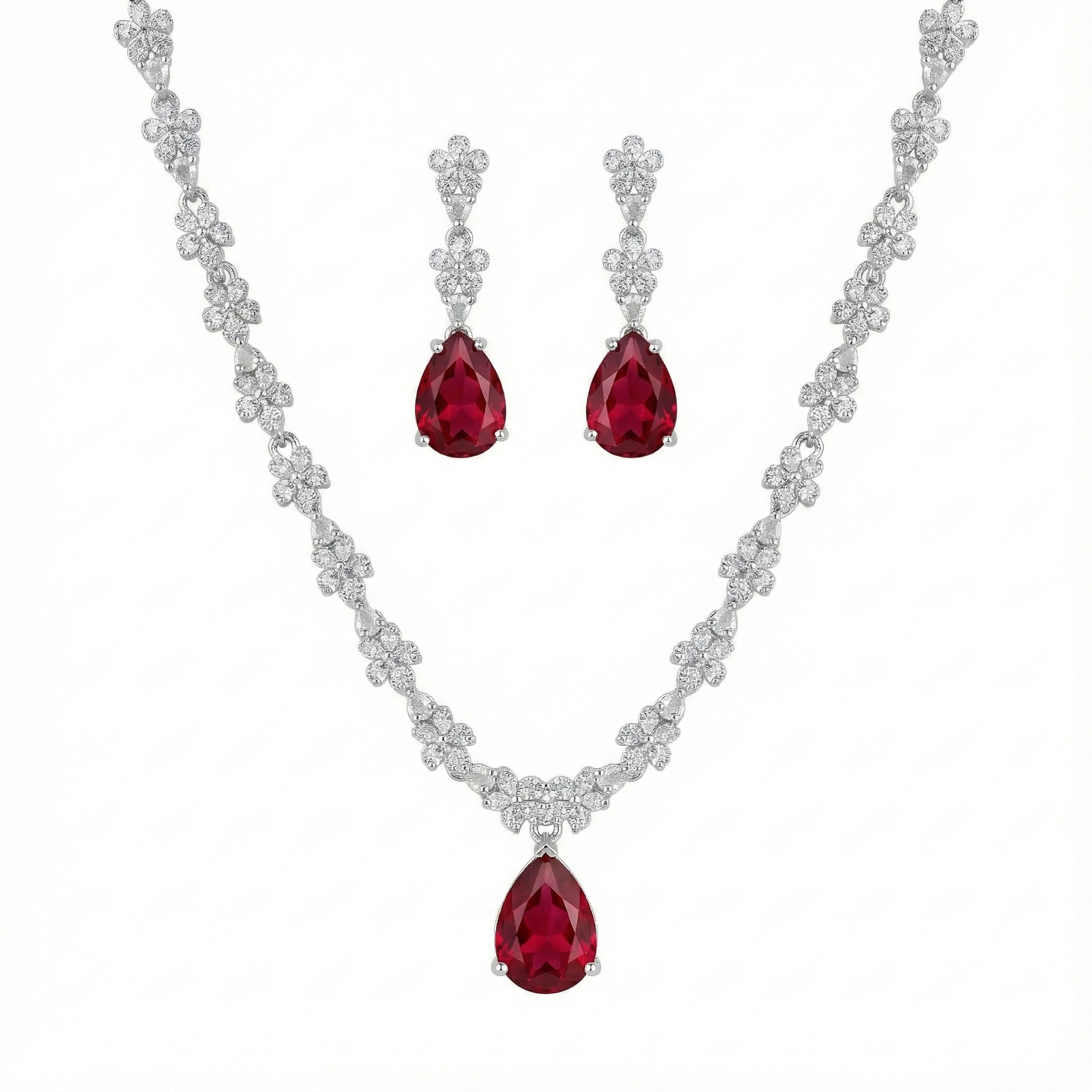 Crimson Royale Imitation Necklace & Earrings Set