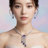Royal Violet Cascade Imitation Necklace Set